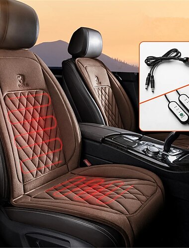  12/24V ヒーティングカーシートカバー、ユニバーサルカーシートヒーター、30秒ファストヒーティング、ウィンタークッション、背中暖房パッド
