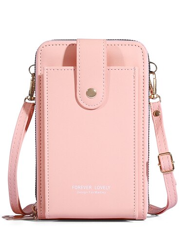  Női Crossbody táska Válltáska Mobiltelefon táska PU bőr Napi Szabadság Utazás Cipzár Nagy kapacitás Vízálló Könnyű Tömör szín Mély rózsaszín Vörösbor Lótusz gyökér lila