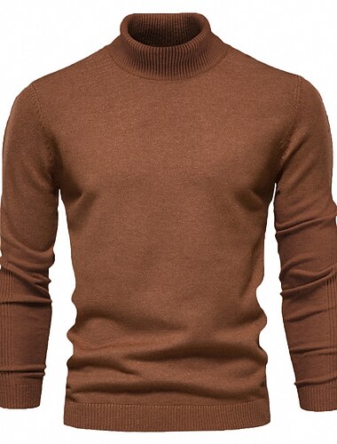  Homme Pull à col roulé Pull Pull en tricot A côtes Tricoter Normal Tricoté Plein Col Roulé Garder au chaud Moderne contemporain Usage quotidien Sortie Vêtement Tenue Automne Hiver Noir Jaune S M L
