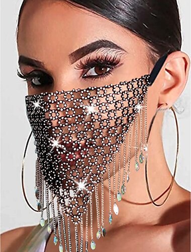  Metallisch Glitzern Sexy Maske Transparenter Mesh-Strassstein Disco Herren Damen Party Club Pride Parade Erwachsene Maske Ganzjahres