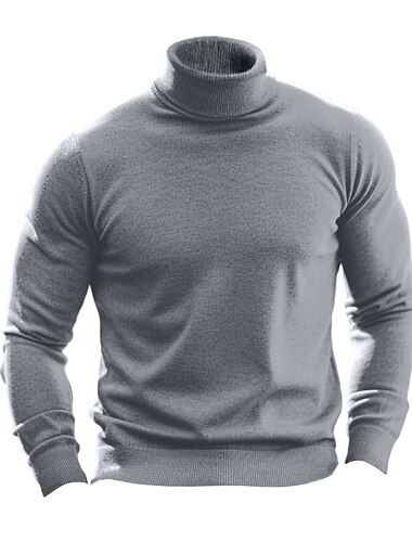 Homens Suéter de gola alta Pulôver suéter Suéter de malha Pulôver masculino gola alta Estriado Tricotar Tops regulares Tricotado Básico Tecido Gola Alta Mantenha Quente Contemporâneo Moderno Roupa