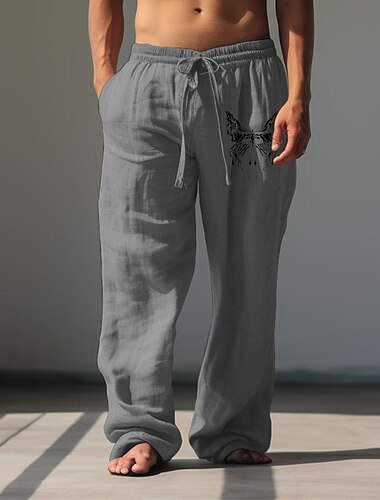  Per uomo Farfalla Pantaloni casual Pantaloni Pantaloni Larghi Misura del girovita medio Vintage All'aperto Abbigliamento casual alla moda Abbigliamento quotidiano Autunno & Inverno Bianco Verde Cachi