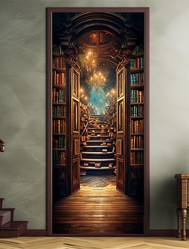  Волшебная книжная полка, дверные покрытия, дверная гобелена, дверная занавеска, украшение, фон, дверной баннер для входной двери, деревенский дом, праздничный декор, принадлежности для вечеринки