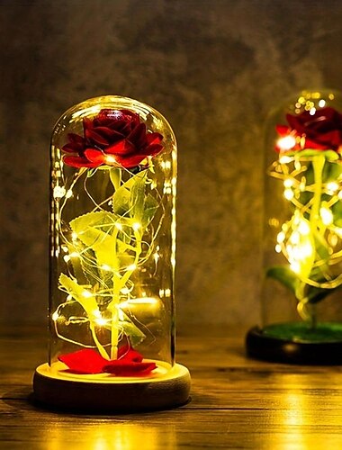  永遠のバラのLEDライト：ホイルフラワーテーブルランプでご自宅にロマンチックな輝きを加えましょう - 部屋の装飾、結婚式の記念品、バレンタインデーのギフト、ガールフレンドのナイトライトに最適です。