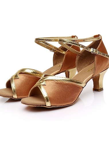  Damen Schuhe für den lateinamerikanischen Tanz Innen Abiball Sandalen Keilabsatz Peep Toe Halbschuhe Erwachsene Schwarz Rot Blau