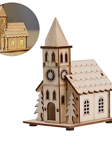  Luz led navideña para casa de madera, bungalow luminoso de lujo, decoraciones navideñas, decoración del hogar, lámpara de noche de hadas, colgante, regalo para niños, 1 unidad