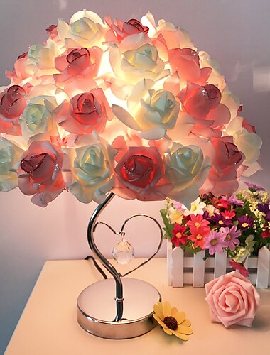  Lámpara de mesa con plumas rosas: luz LED cálida y ambiental para la elegante decoración de bodas del día de San Valentín
