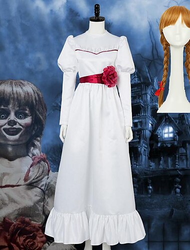  annabelle kjole cosplay kostyme maskerade barn voksne kvinner jenter cosplay halloween fest / kveld maskerade halloween karneval maskerade enkle halloween kostymer med parykk