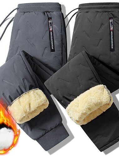  Voor heren Sherpa Fleece broek Joggingbroeken Winter broek Broek Zak Trekkoord Elastische taille Effen Comfort Ademend Buiten Dagelijks Uitgaan Modieus Casual / sportief Zwart Zwart recht been