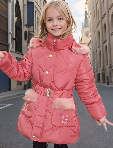  kinderkleidung Mädchen Pufferjacke Feste Farbe Aktiv Zip Schulanfang Mantel Oberbekleidung 3-10 Jahre Frühling Schwarz Rosa Wein