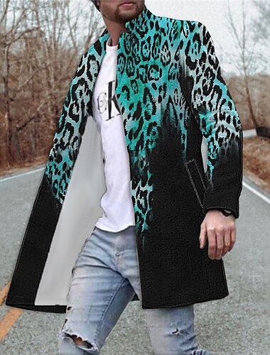  Herren Leopard Grafik-Drucke Wintermantel Mantel warm halten Atmungsaktiv Komfortabel Modisch Strassenmode Geschäftlich Arbeit Tragen Sie, um zu arbeiten Ausgehen Tasche Bedruckt Herbst Winter