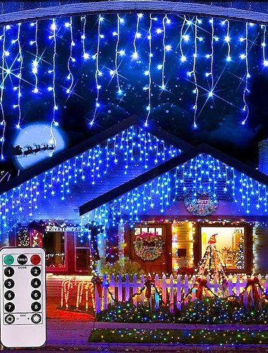  4m Juleiskellys 96 LED Varm hvit Kjølig hvit Blå Vindu / Gardin / Icicle Lights USB Julepynt USB-ladet