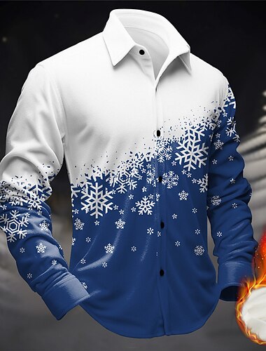  christmas snowflake casual menns skjorte fleece skjorte daglig slitasje ferie går ut høsten &amp; vinter turndown langermet burgunder, blå, lilla s, m, l fleeceskjorte