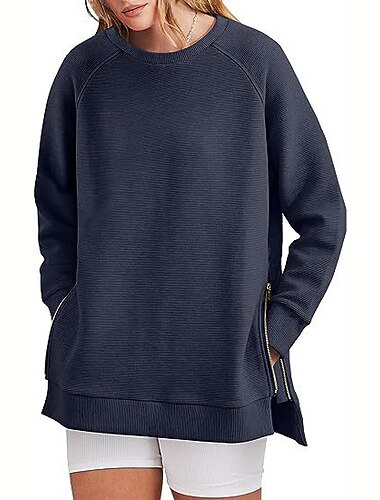  Kapuzenshirt Pullover Glatt Für Damen Erwachsene Nicht druckend Strasse Casual