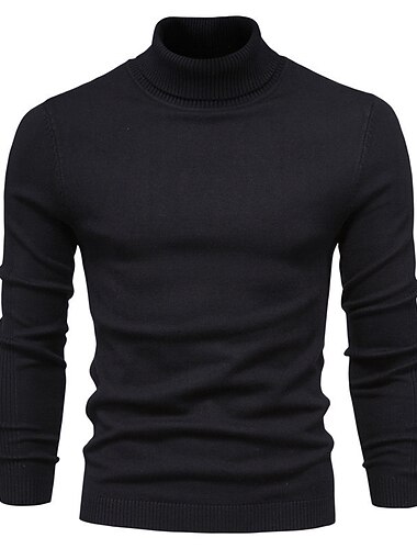  Homme Pull à col roulé Pull Pull en tricot A côtes Tricoter Normal Tricoté Plein Col Roulé Garder au chaud Moderne contemporain Usage quotidien Sortie Vêtement Tenue Automne Hiver Noir Jaune S M L