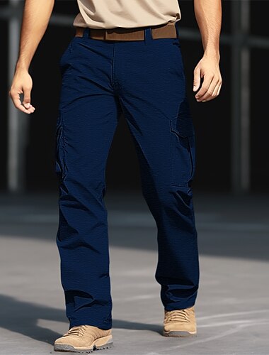  رجالي بنطلون كارجو سراويل البضائع بنطلونات التنزه السراويل سحاب جيب سهل راحة يمكن ارتداؤها فضفاض مناسب للبس اليومي مناسب للعطلات موضة أسود أزرق