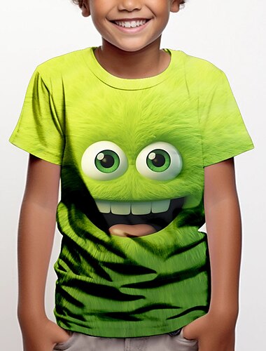  Jul Pojkar 3D Alf T-shirt Skjortor Kortärmad 3D-tryck Sommar Vår Aktiv Sport Mode Barn 3-12 år Rund hals Utomhus Ledigt Dagligen Normal