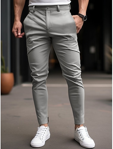  Męskie Spodnie Typu Chino Spodnie chinosy Kieszeń Zakładki/fałdki Równina Komfort Oddychający Na zewnątrz Codzienny Wyjściowe Mieszanka bawełny Moda Codzienny Czarny Biały