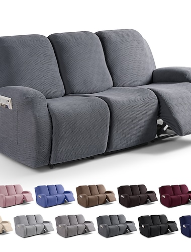  Funda para sillón reclinable de 3 plazas color burdeos, funda para sillón reclinable grande, funda protectora reversible y lavable con correas elásticas ajustables para niños y mascotas