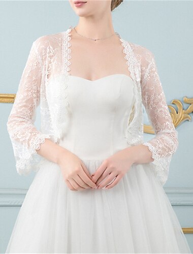  Schals Wickeltücher für Frauen Bolero Elegant Brautkleidung Langarm Spitze Hochzeit Schals Mit Blume Für Hochzeit Frühling Sommer