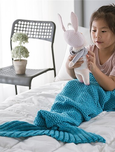  Manta de sirena sencilla, manta tejida con cola de sirena, manta para bebé, mantas personalizadas para bebé