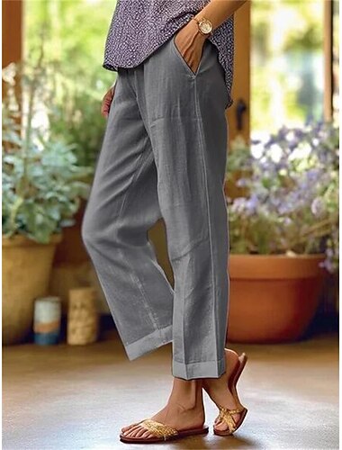  نسائي Cotton Blend ساق عريضه بناطيل قصيرة موضة أناقة الشارع بسيط Ankle-length خصر عالي سهل جيب قطع عالية الساق المستقيمة راحة التنفس إمكانية ناعم مرن نسبياً مناسب للبس اليومي عطلة شارع