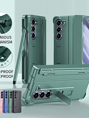  téléphone Coque Pour Samsung Galaxy Z Fold 6 Z Fold 5 Z Fold 4 Z Fold 3 Coque Arrière avec Support avec Protecteur d'écran Magnétique Couleur Unie PC