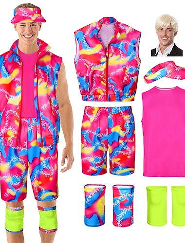  Film-Rollerblade-Outfits, Puppe, Y2K, Cowgirl-Anzüge, Overall, Kleid, Pink, Herren, Damen, Paare, Cosplay-Kostüm, Halloween, Karneval, Maskerade mit Perücke