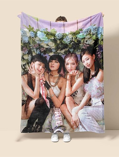  coperta morbida con motivo blackpink, novità coperte in flanella stampate a caldo per tutte le stagioni, regali, decorazioni per la casa, grande coperta