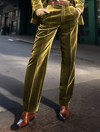  Herren Anzughosen Glockenboden Hose Hosen Anzughose Samthose Vordertasche Gerade geschnitten Glatt Komfort Geschäft Täglich Festtage Modisch Schick & Modern Schwarz Braun