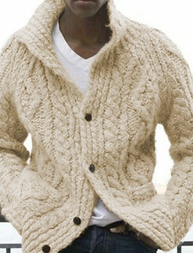  Herren Pullover Strickjacke Pullover Jacke Gerippt Stricken Cropped Strick Kargen Warm-Ups Moderne zeitgenössische Freizeitskleidung Ausgehen Bekleidung Herbst Winter Schwarz Blau S M L