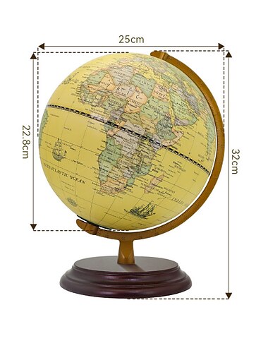  Antiker Globus Dia – Mini-Globus – moderne Karte in antiker Farbe – englische Karte – pädagogisch/geographisch