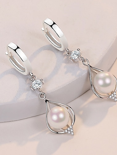  Women's Pearl Drop Earrings Fine Jewelry Classic Drop Precious Petal Stylish Simple Earrings Jewelry Gold / White For Gift Festival 1 Pair