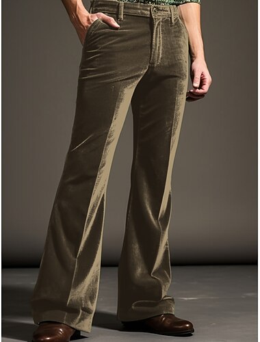  Voor heren Pakken Uitlopende broek Bell Bottom Broek Kostuumbroek Zak Effen Comfort Ademend Buiten Dagelijks Uitgaan Modieus Casual blauw Groen