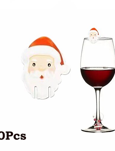  10pcs Christmas Wine Glass Paper Card Wine Accessories for Barware Party Decoration
