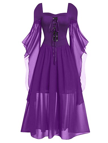  Retro Vintage Punk & Gothic Mittelalterlich Kleid Hexe Damen Fantasie Steampunk Walpurgisnacht Alltagstauglich Erwachsene Kleid Frühling & Sommer