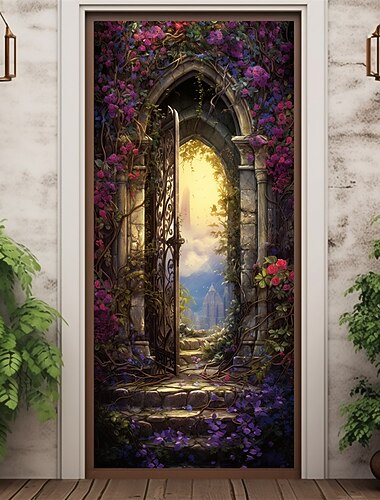  Copriporta con fiori per porta, arazzo per porta, tenda per porta, decorazione, sfondo, banner per porta, per porta d'ingresso, forniture per decorazioni per feste in fattoria