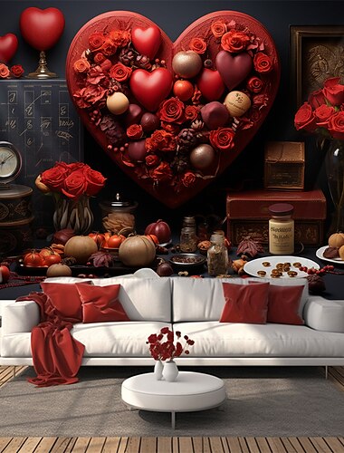  Trouwdecoraties Achtergrond Fotografie Wandversiering Grote Wandtapijt Kunst Muurschilderij Decor Deken Gordijn Huis Slaapkamer Woonkamer Decoratie Hart Chocolade