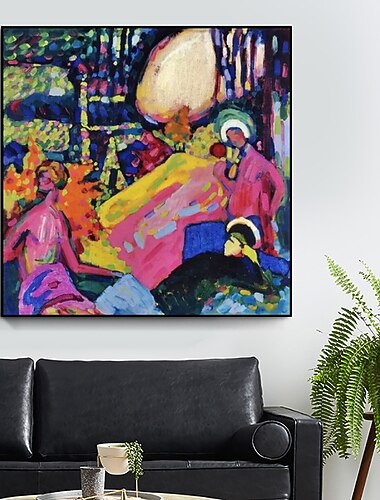  手作り油絵キャンバス壁アート抽象装飾有名なワシリーカンディンスキーホワイトサウンド家の装飾ロールフレームレス未延伸絵画