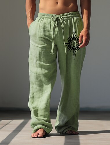  Per uomo Sole Pantaloni casual Pantaloni Pantaloni Larghi Misura del girovita medio Vintage All'aperto Abbigliamento casual alla moda Abbigliamento quotidiano Autunno & Inverno Nero Bianco Verde