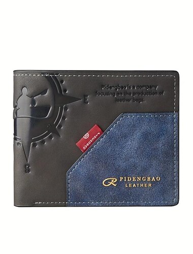  Carteira curta de couro vintage masculina, clipe de dinheiro, porta-cartões multi-cartão, carteira horizontal bifold com zíper, bolso de moedas, presente para homens