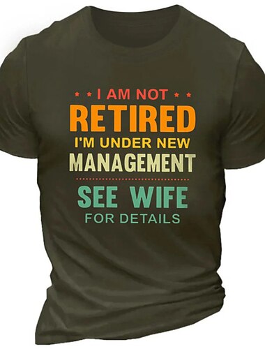  Herrens Roliga Pensionering T-shirt 'Inte Pensionslagd Under Ny Ledning (Frun)' Grafisk Tee För Man  Familj Humor