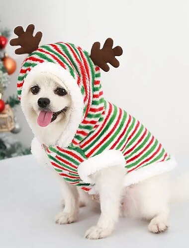  Hund Katze Kapuzensweatshirt Weihnachtskostüm Weihnachtsoutfit Party Lustig Winter Warm Atmungsaktiv Weich Waschbar Bequem Weihnachten Outdoor Alltagstauglich Hundebekleidung for Bichon Frise
