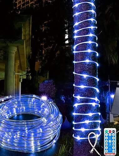  Solar-Lichterkette für draußen, wasserdicht, mit Fernbedienung, 50 m, 500 LEDs/100 m, 1000 LEDs, 8 Modi, extra lange Lichterkette mit Timer, Solarschlauch, geeignet für Garten, Terrasse, Innenhof
