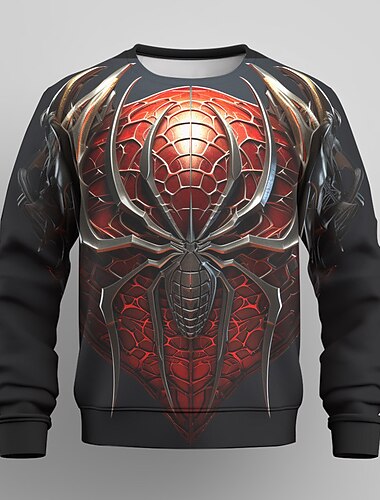  Para Meninos 3D SPIDER Moletom Pullover Manga Longa Impressão 3D Outono Inverno Moda Roupa de rua Legal Poliéster Infantil 3-12 anos Ao ar livre Casual Diário Normal