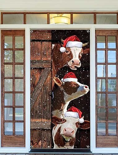  decorațiuni pentru uși de Crăciun câini huse pentru uși de fermă cu animale tapiserie pentru uși decorațiuni pentru perdele de ușă fundal de Crăciun banner pentru ușă pentru ușa din față furnituri de