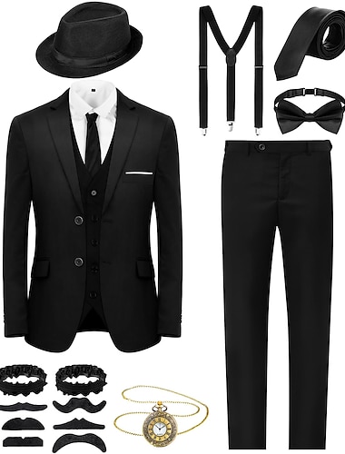  Retro / vintage Glada 20-talet 1920-talet Kläder Kostymer och kavajer Den store Gatsby Herre Ensfärgat Herr Halloween Karnival Maskerad Halloween Ledigt / vardag Fest / cocktail Vuxna Kravatt Kappa