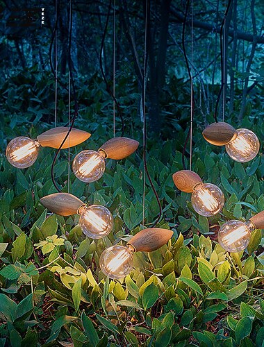  led lysekrone, kreativ e27 træloft hængende lampe restaurant belysning hængende lys kunst bar cafe restaurant massivt træ pendellamper 110-240v