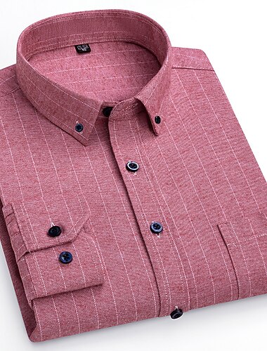  Per uomo Camicie Camicia a righe Camicia abbottonata A quadri / A righe / Chevron Matrimonio Festa di 18 anni Blu chiaro Rosso Verde scuro Verde Manica lunga Collo ripiegabile Per tutte le stagioni