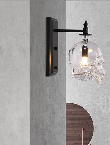  i1-light kreative Totenkopf-Wandleuchte, Retro-Industrieglas-Wandleuchte, Parodie-Wandleuchten, geeignet für Gänge, Treppen & Riegel